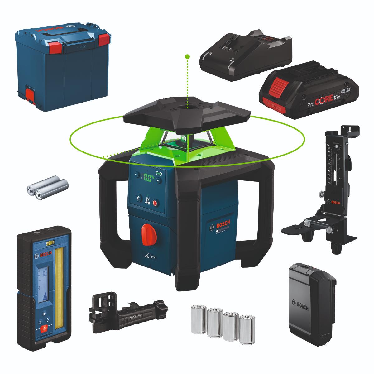 Bosch Rotationslaser GRL18V-4-34CVG, 1 x Akku ProCORE18V 4.0Ah in L-BOXX