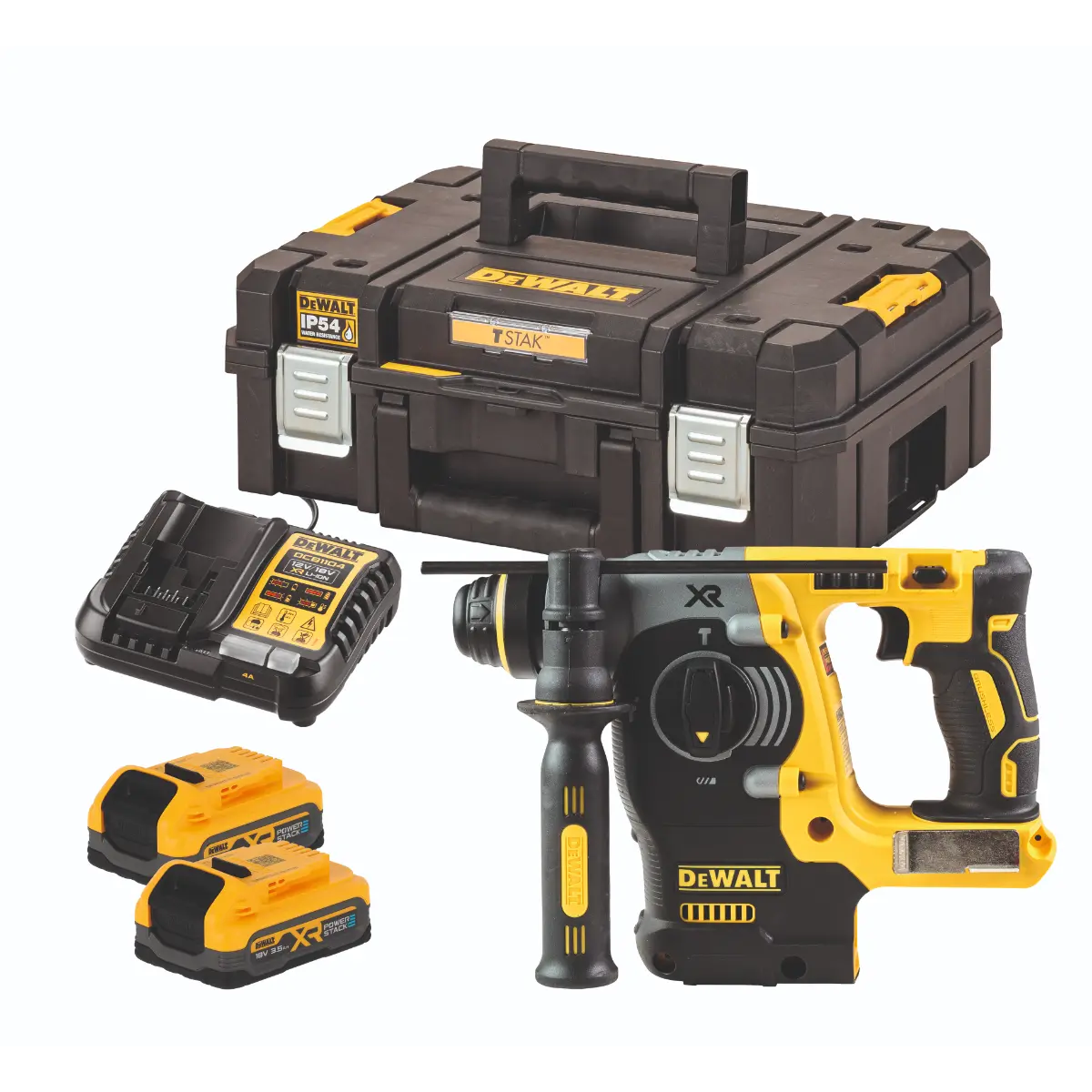 DEWALT 18 V / 3,5Ah Akku-Kombihammer, inkl. 2 Akkus und System-Schnellladegerät