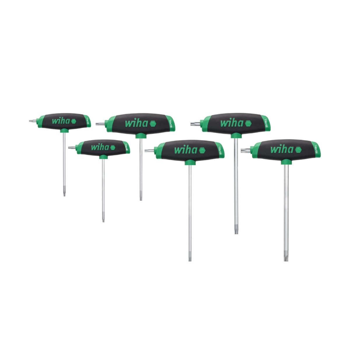 Wiha Stiftschlüssel mit Quergriff Set ComfortGrip TORX 6-teiliges Set mit Seitenabtrieb, mattverchromt