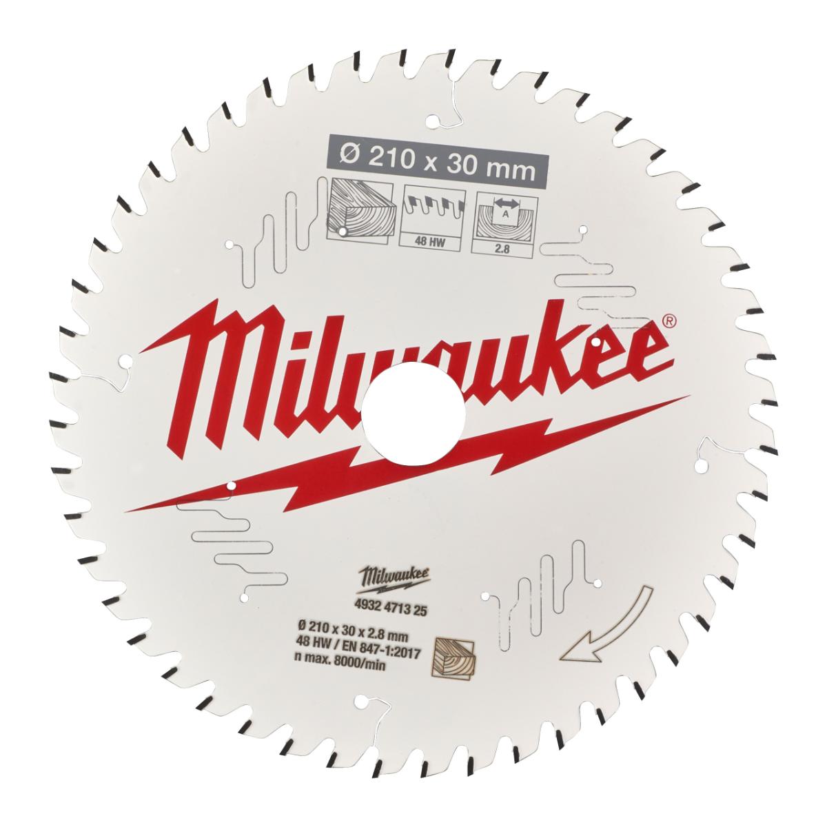 Milwaukee - Kreissägeblatt 210/30mm 48Z Holz - 4932471325