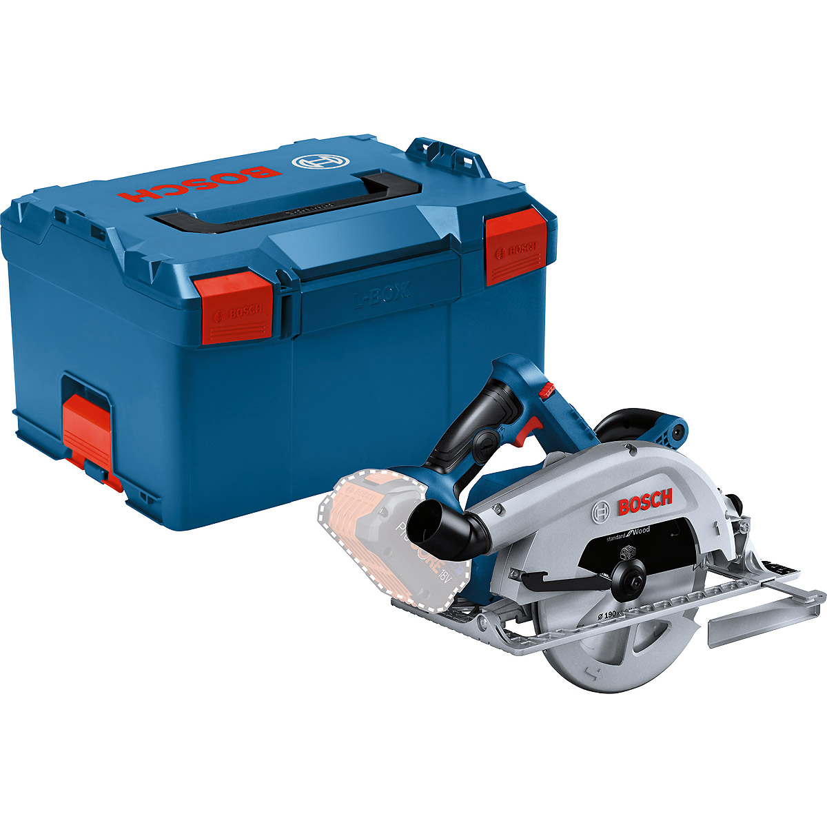 Bosch Akku-Kreissäge BITURBO GKS 18V-68 C: L-BOXX, Parallelanschlag, 1x Kreissägeblatt