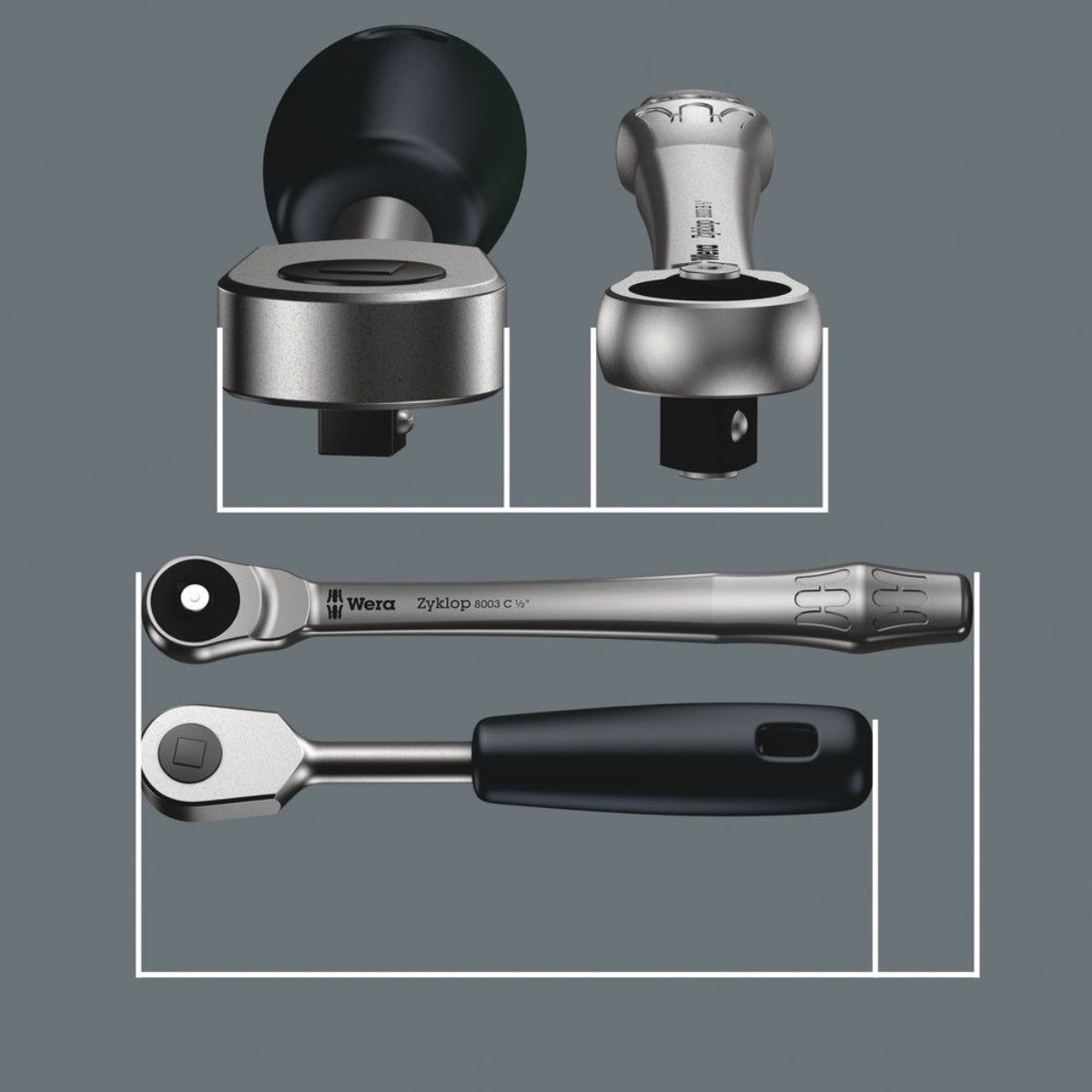 Wera 8100 SA 7 Zyklop Metal-Knarrensatz, Durchsteckvierkant, 1/4"-Antrieb, metrisch, 28-teilig