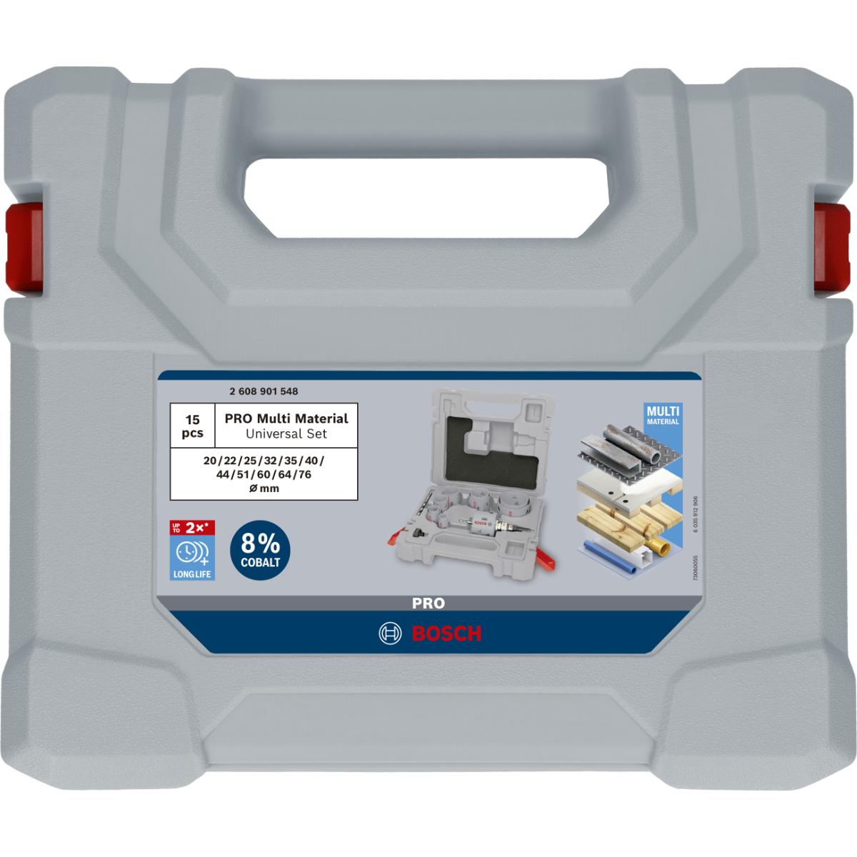 Bosch PRO Multi Material Lochsäge Q-Lock Halter, 15 teiliges Set
