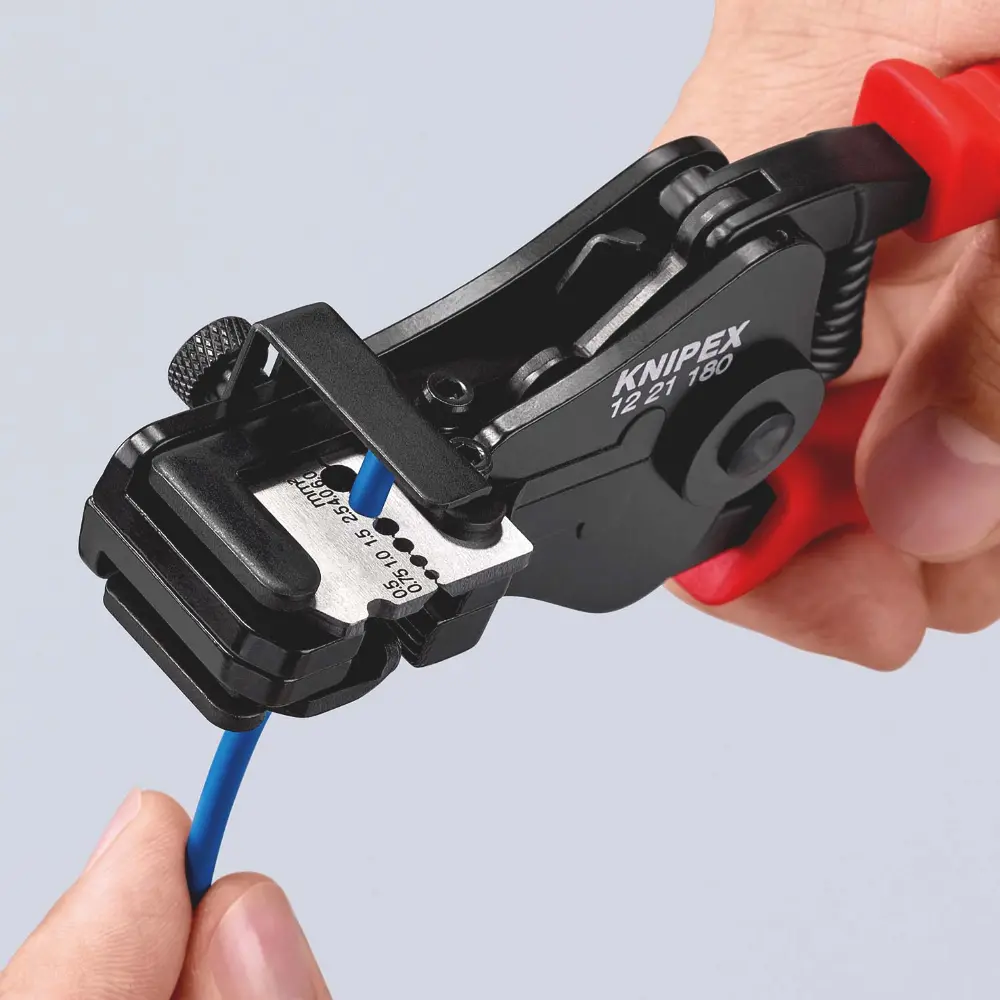 KNIPEX Abisolierzange mit Formmessern mit Kunststoff-Griffhüllen schwarz lackiert 180 mm