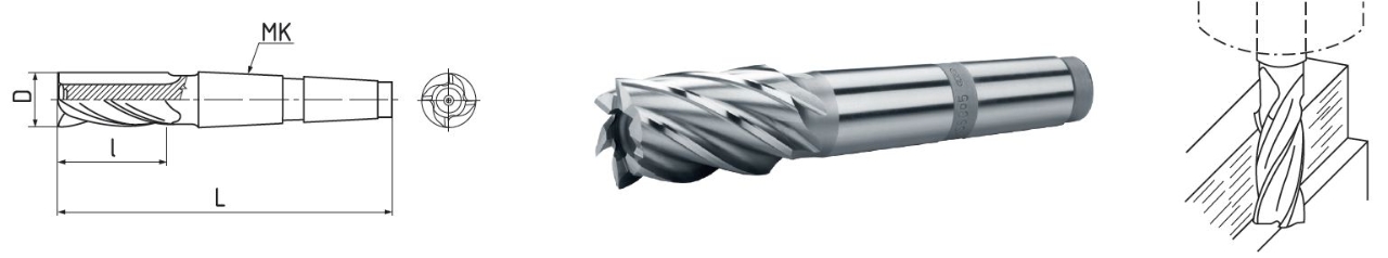 ELMAG HSS Co5-Schaftfräser mit Morsekegel DIN 845 MK4