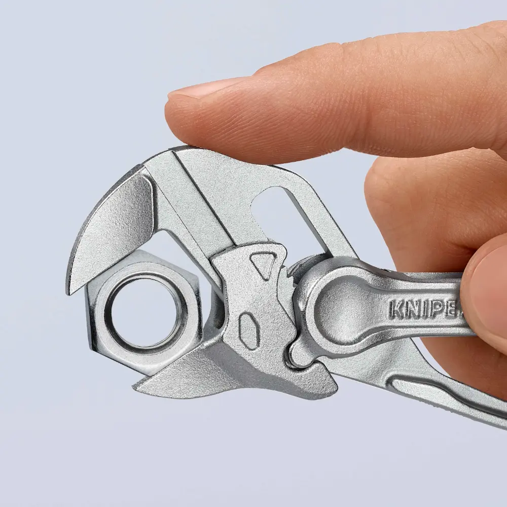 KNIPEX Zangenschlüssel XS Zange und Schraubenschlüssel in einem Werkzeug verchromt 100 mm