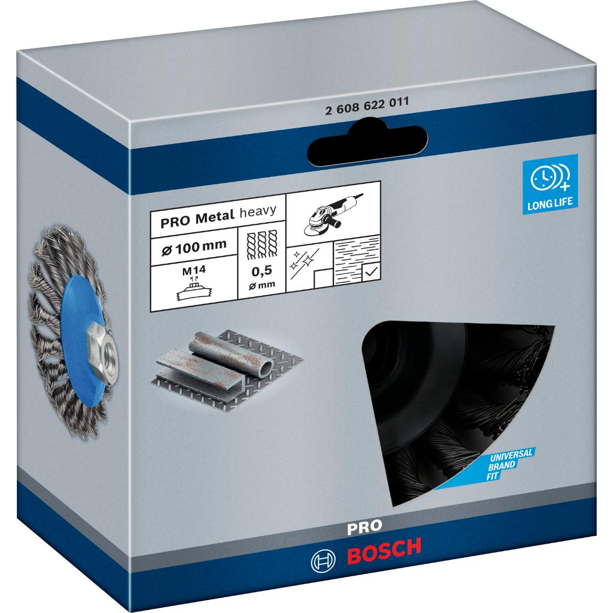 Bosch PRO Kegelbürste Heavy for Metal, gezopft 100mm