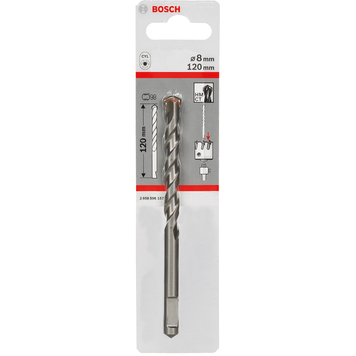 Bosch Zentrierbohrer f. Aufnahmeschaft für Sechskantadapter und SDS plus, 8 mm, 120 mm
