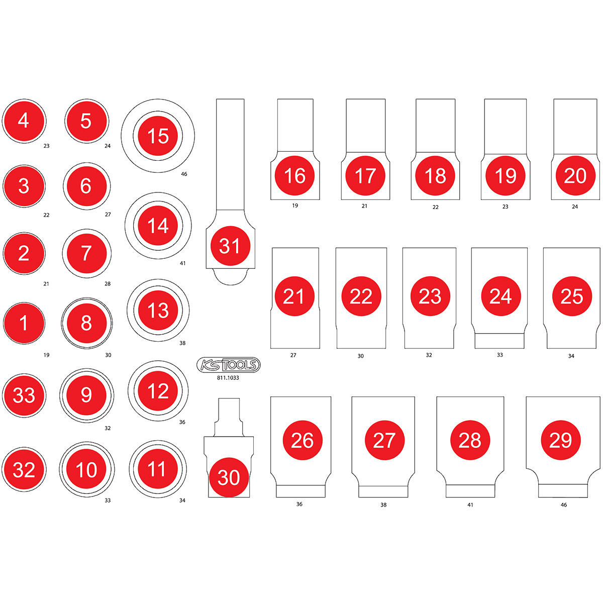 KS Tools Leere Schaumstoffeinlage zu 811.1033