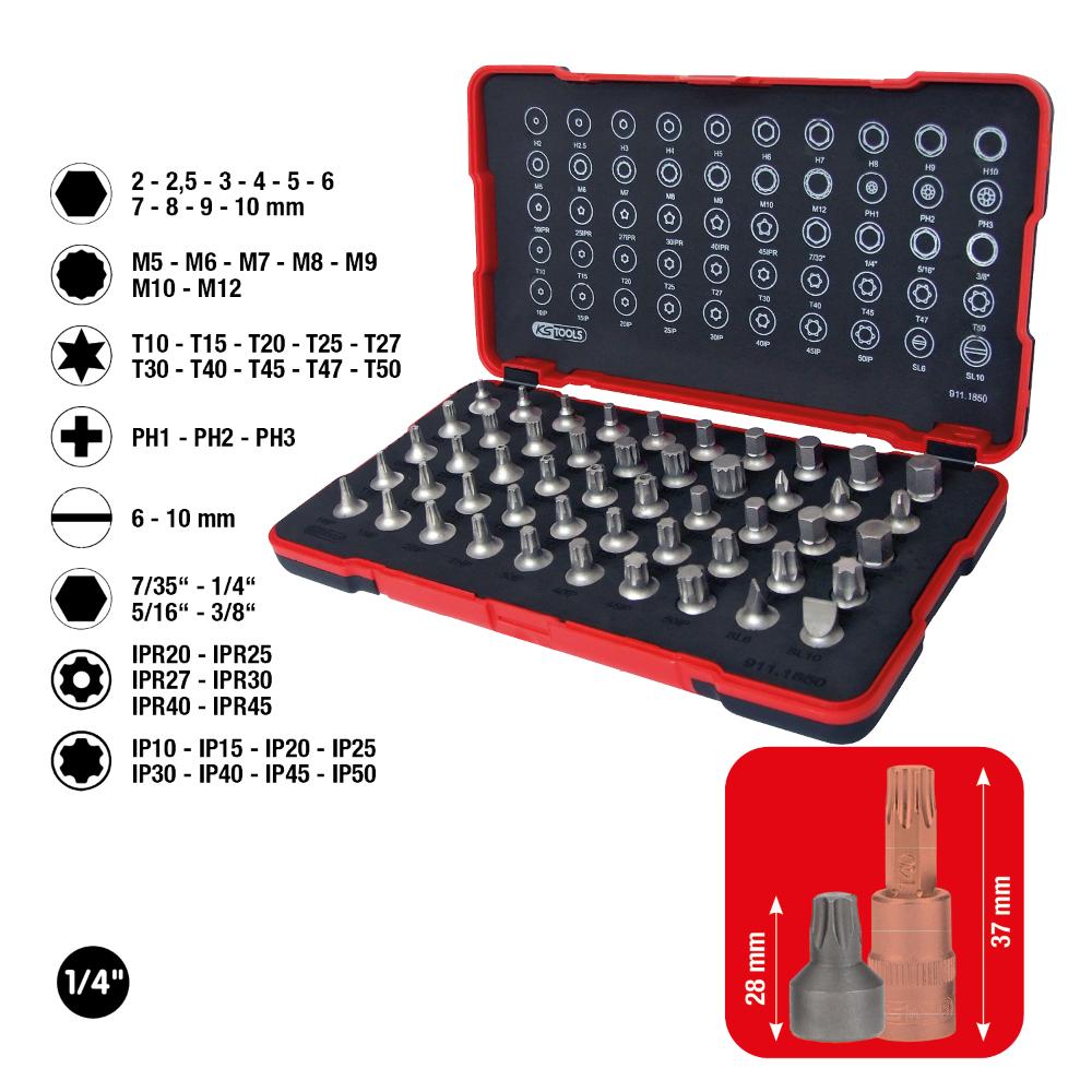 KS Tools 1/4 Zoll Bit-Stecknuss-Satz, extra kurz, 50-tlg