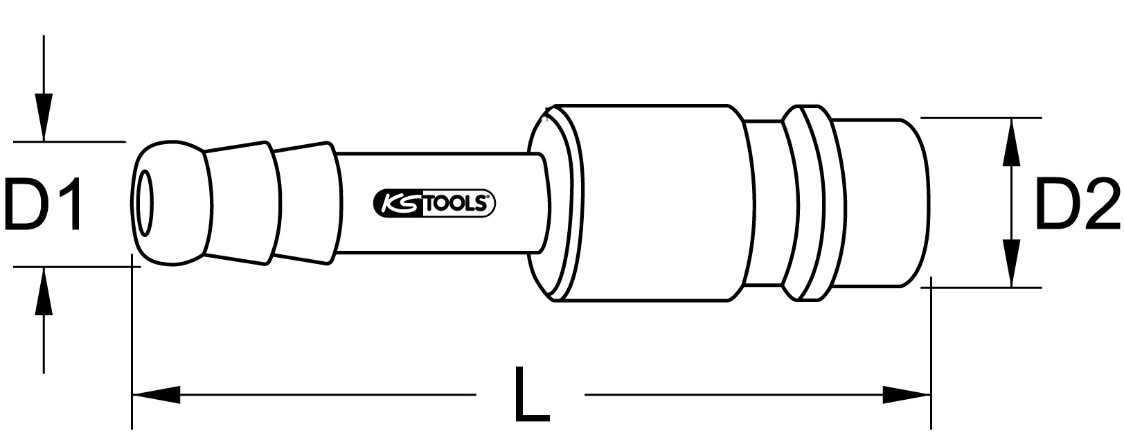 KS Tools Metall-Stecknippel mit Schlauchtülle, Ø 10mm, 45mm