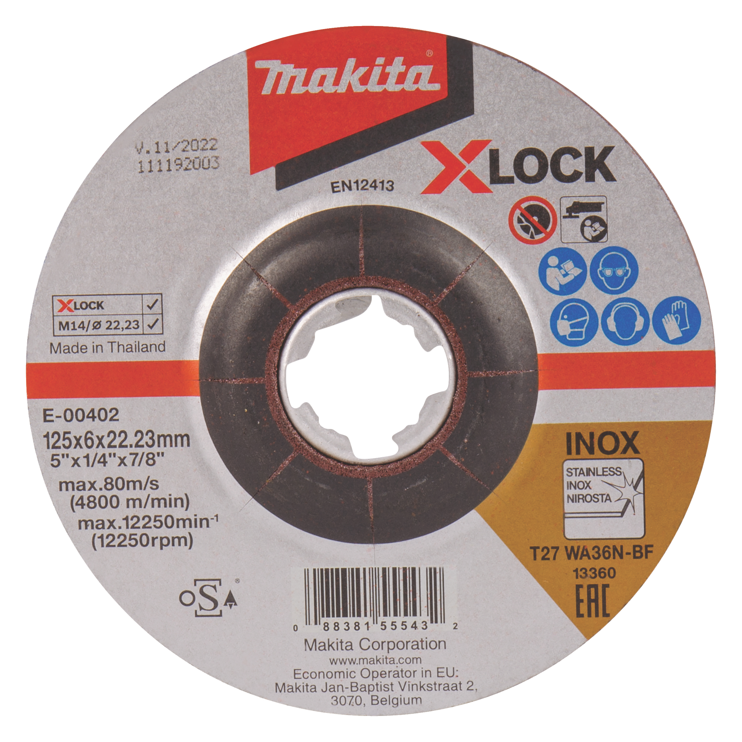 Makita Schruppscheibe 125 mm WA36N-BF, 1 Stück - WA36N-BF - 6 mm - X-LOCK - E-00402