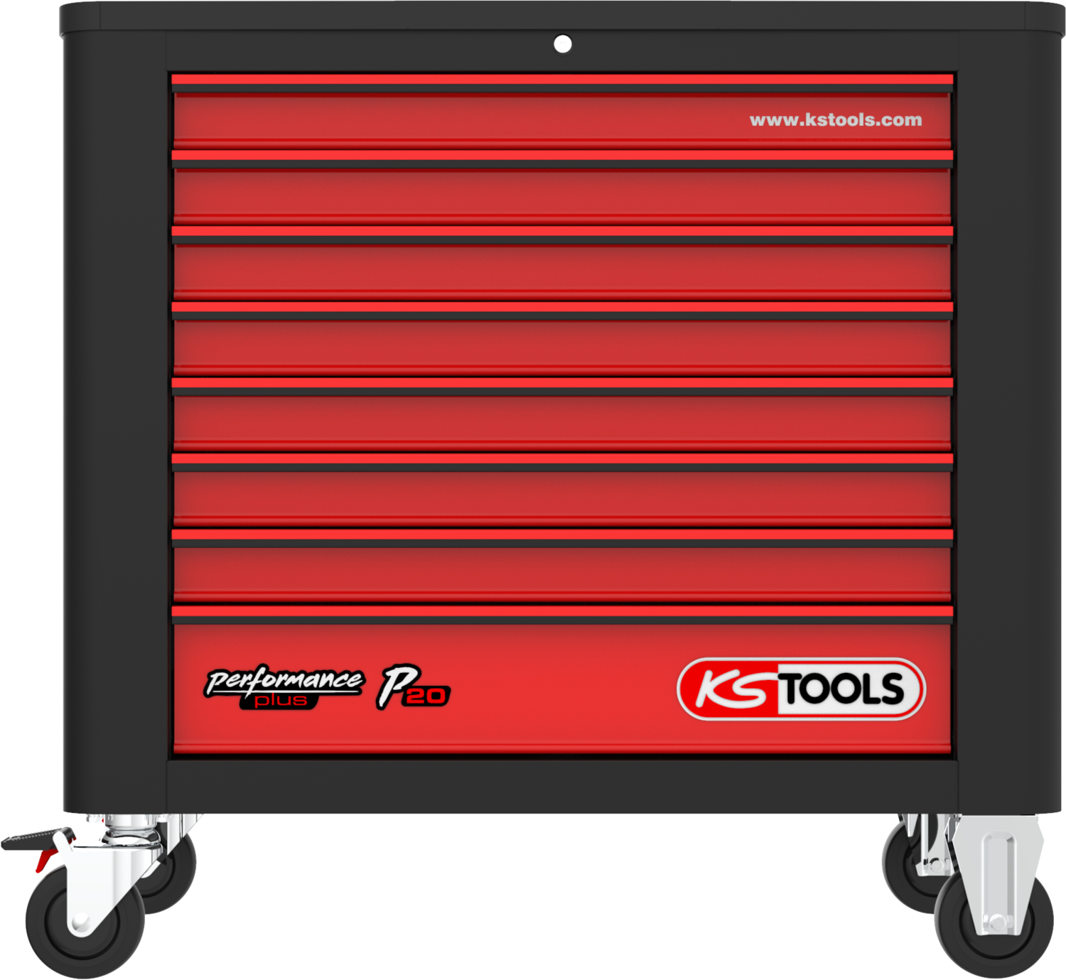 KS Tools PERFORMANCEplus P20 SCHWARZ-ROT Werkstattwagen mit 8 Schubladen