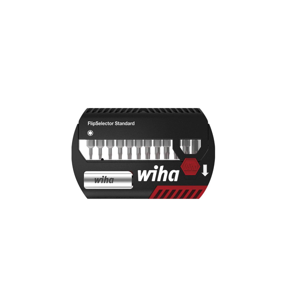 Wiha Bit Set FlipSelector Standard 25 mm TORX 13-teiliges Set 1/4 zoll C6,3 mit Gürtelclip
