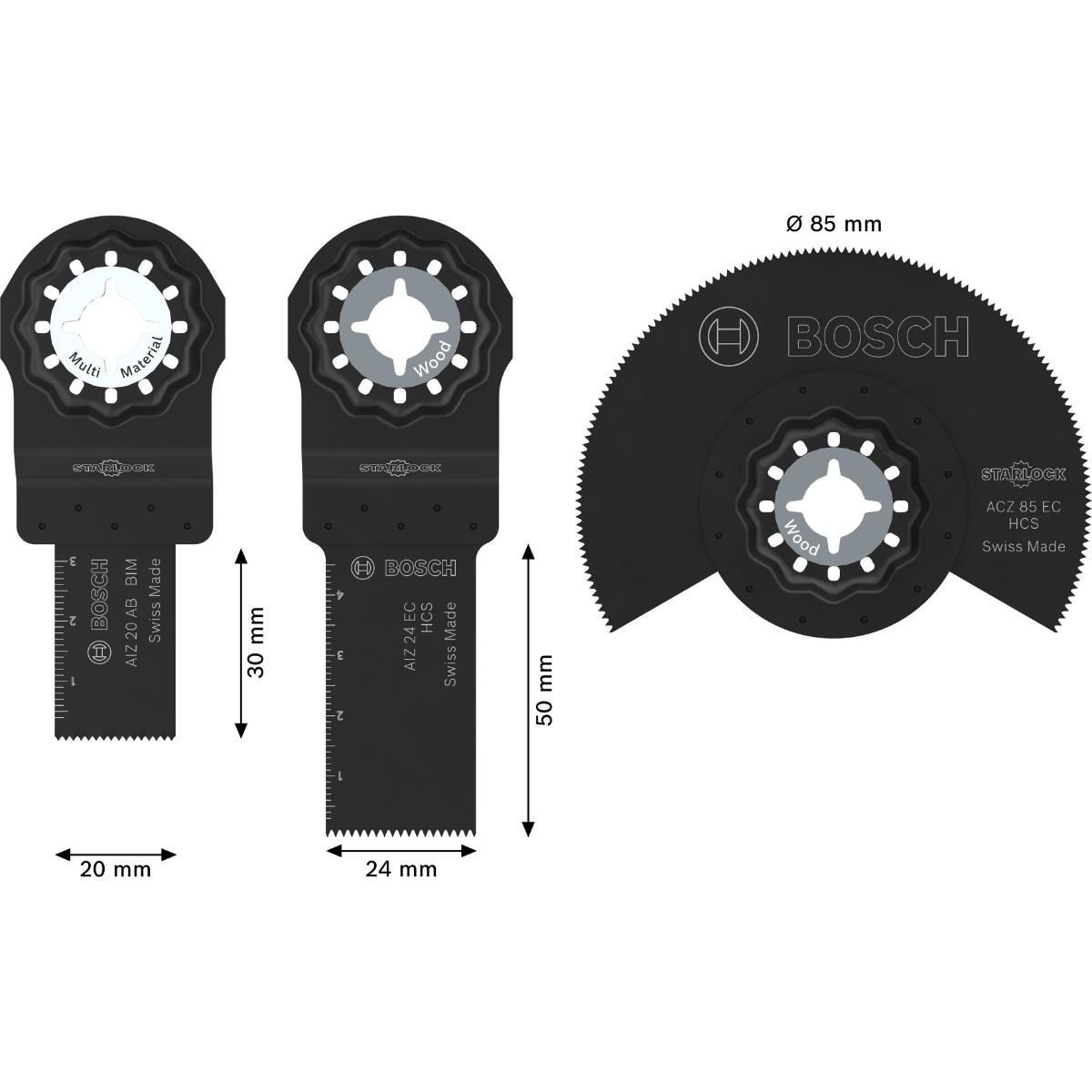 Bosch OMT Holz und WeichmetallH Blattset TU3 , 3-teiliges Set