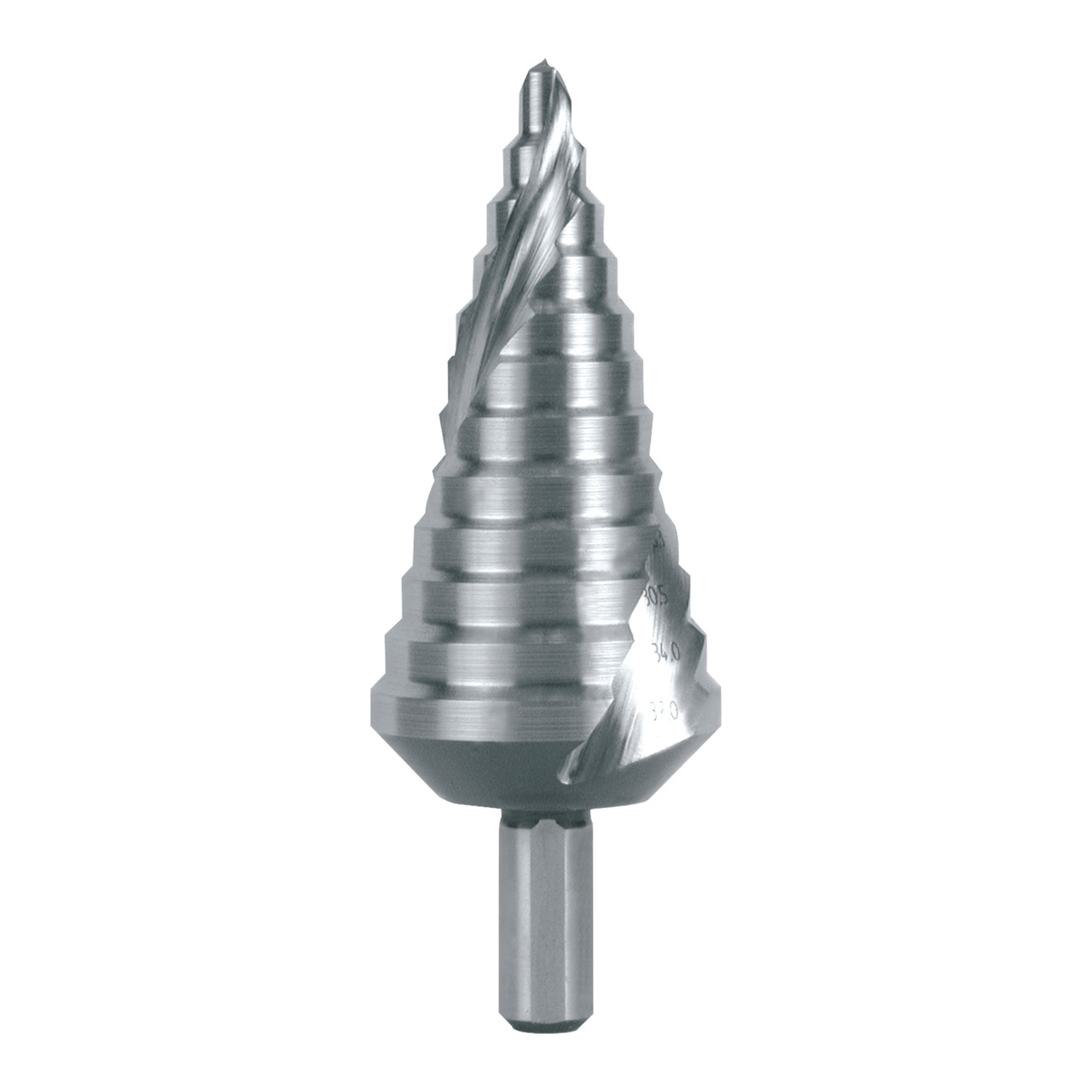 RUKO Stufenbohrer HSS-Co 5 spiralgenutet mit Kreuzanschliff