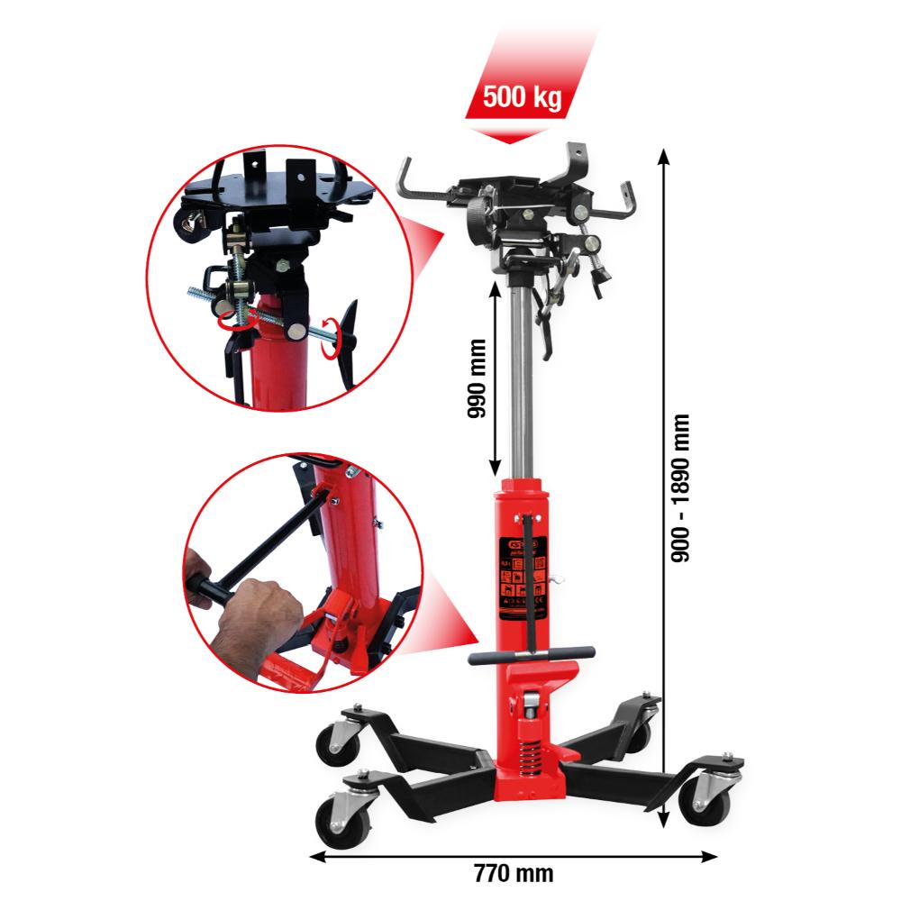 KS Tools performance Hydraulik-Getriebeheber mit Tisch, 500 kg