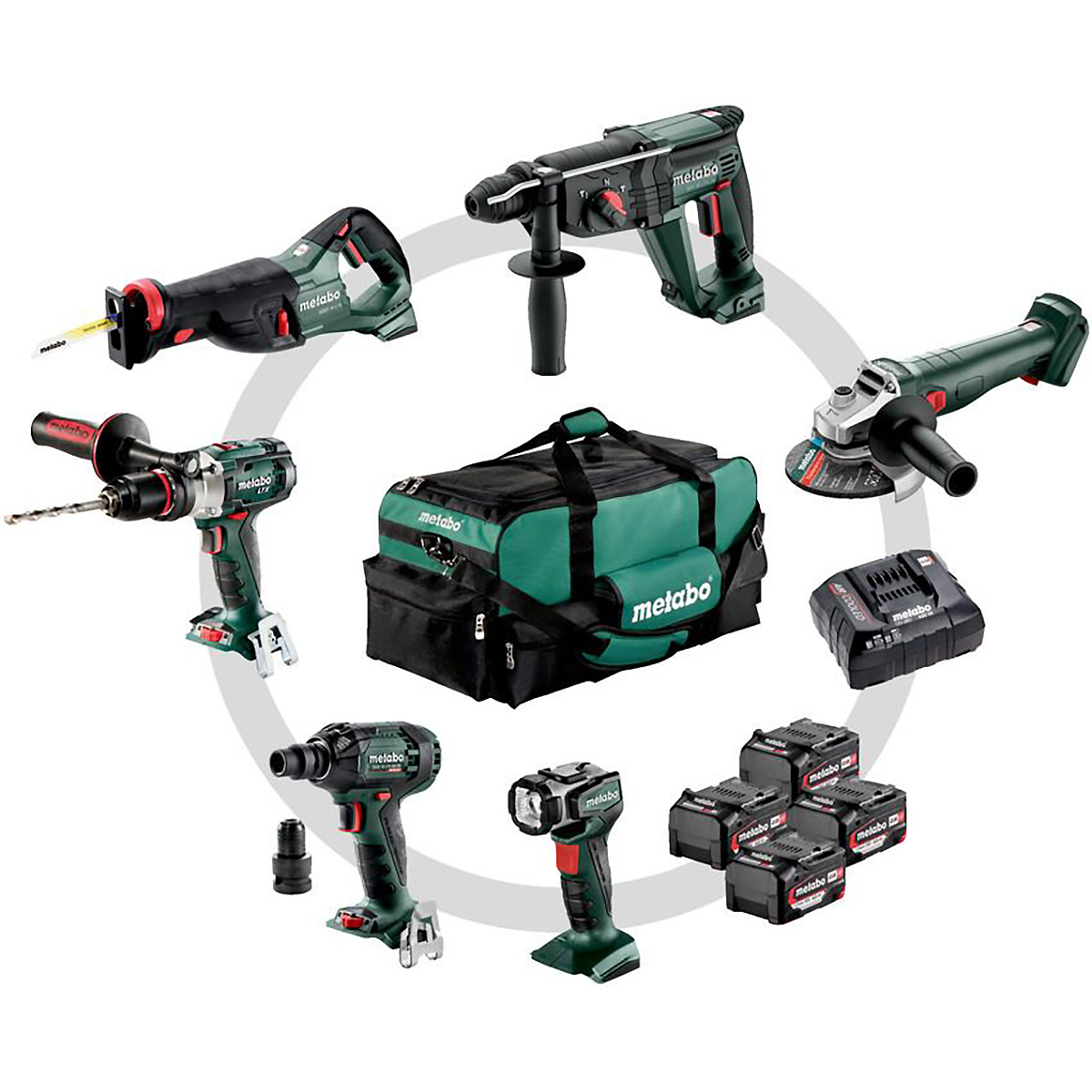 Metabo Akku Combo Set Bauhandwerk 6.1 SB 18 LTX Impuls + KH 18 LTX 24 + W 18 L 9-125 Quick + SSEP 18