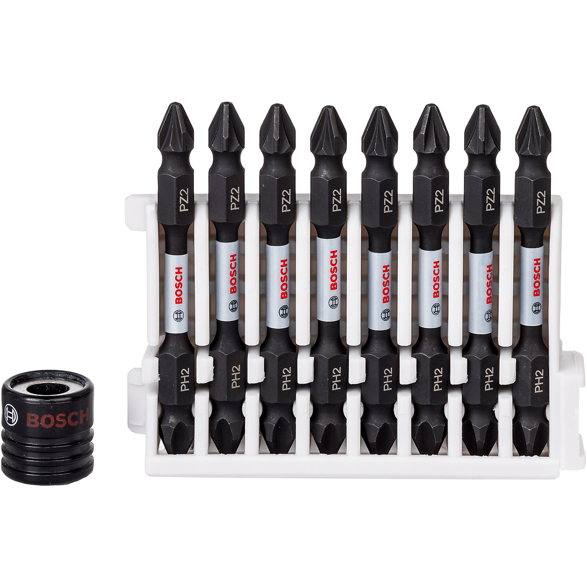 Bosch Doppelklingenbit-Set Impact Control, 9-teilig, PH2-PZ2, 65 mm, Magnethülse