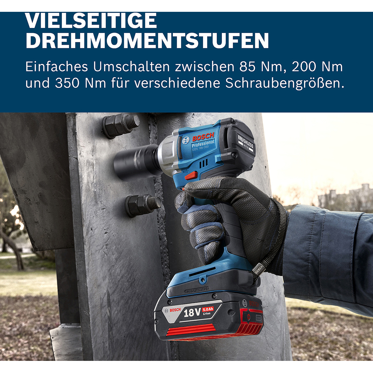 Bosch Akku-Drehschlagschrauber GDS 18V-350, 2 x Akku GBA 18V 4.0Ah in L-BOXX