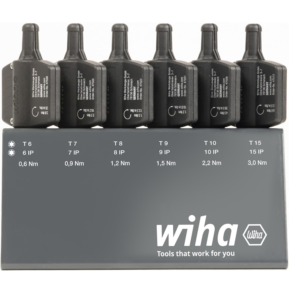 Wiha Drehmoment-Schraubendreher mit Schlüsselgriff Set easyTorque Key Torx , TorxPlus 19-teiliges Set fest voreingestellte Drehmomentbegrenzung im Werkbankständer