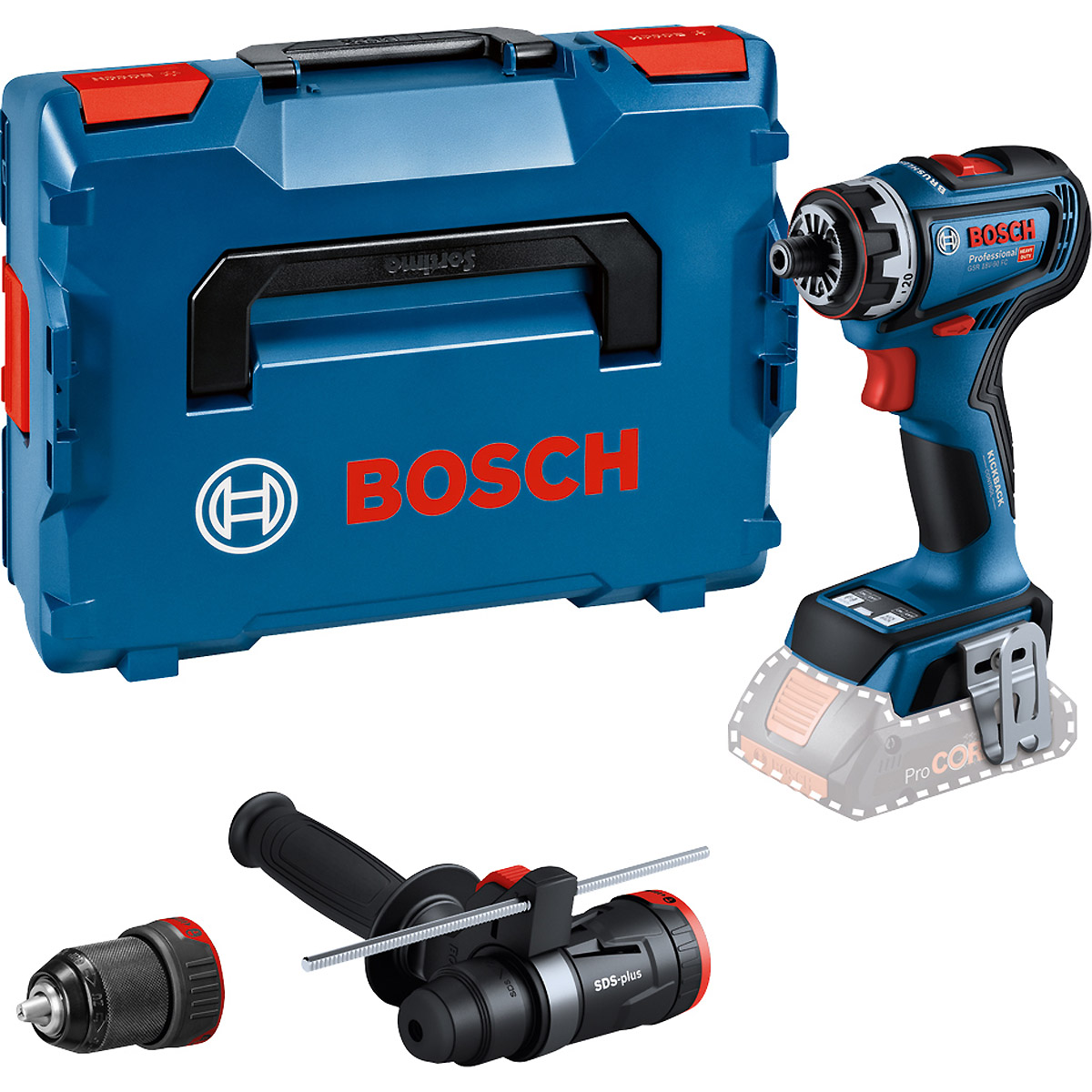 Bosch Bohrschrauber GSR 18V-90 FC mit Zusatzhandgriff in L-BOXX 136
