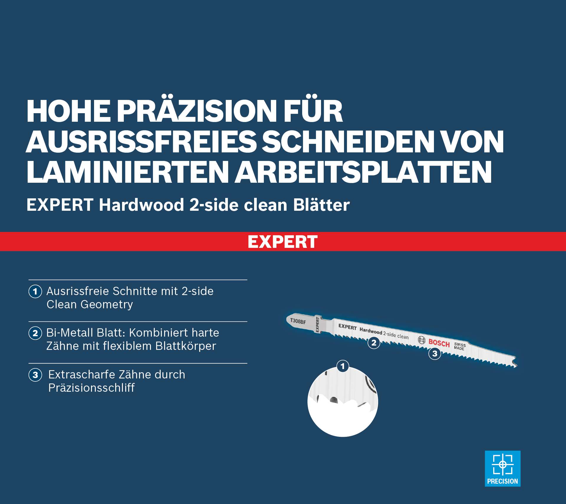 Bosch EXPERT ‘Hardwood 2-side clean’ T 308 BF Stichsägeblatt