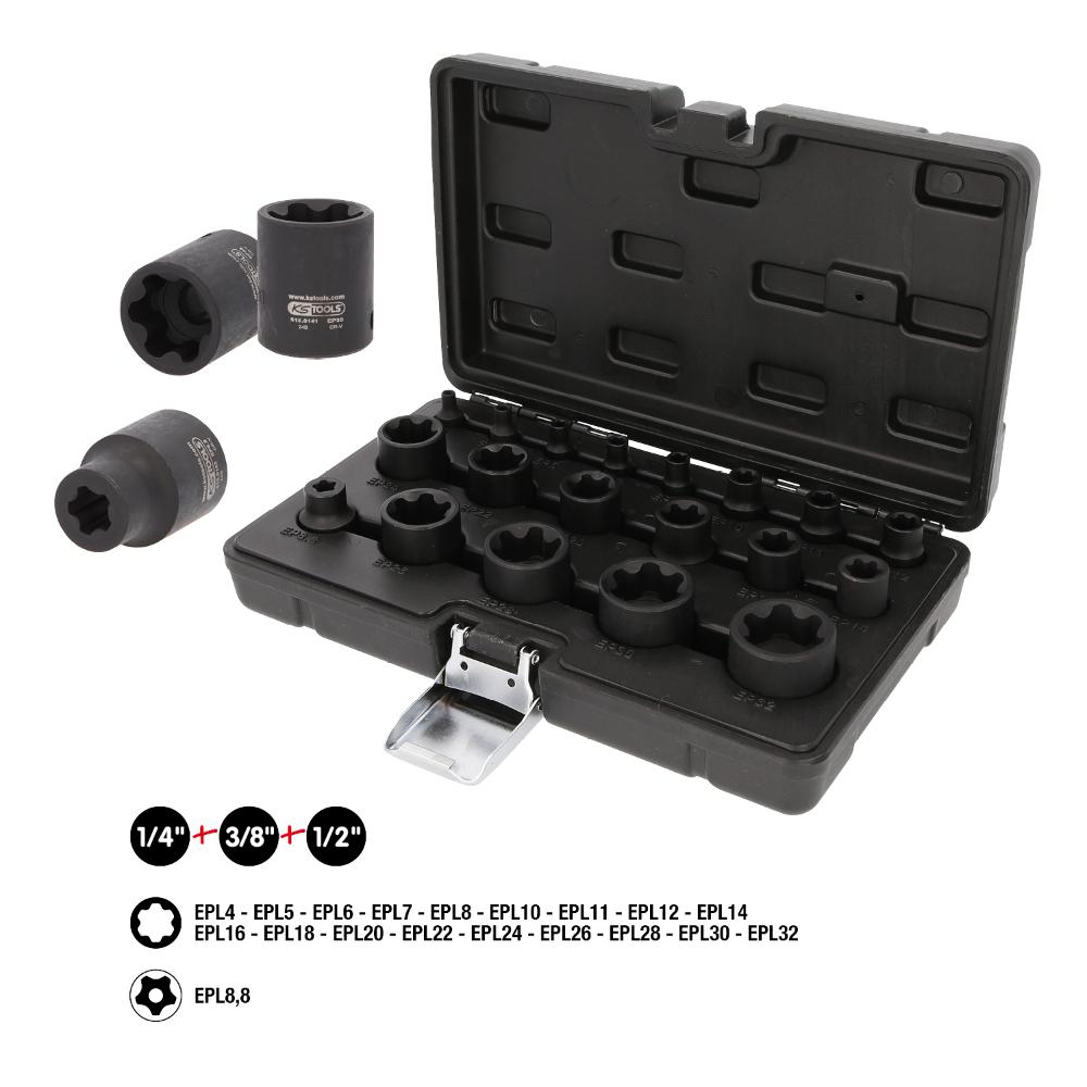 KS Tools 1/4 Zoll+3/8 Zoll+1/2 Zoll Torx Plus-Steckschlüssel-Satz, 19-tlg