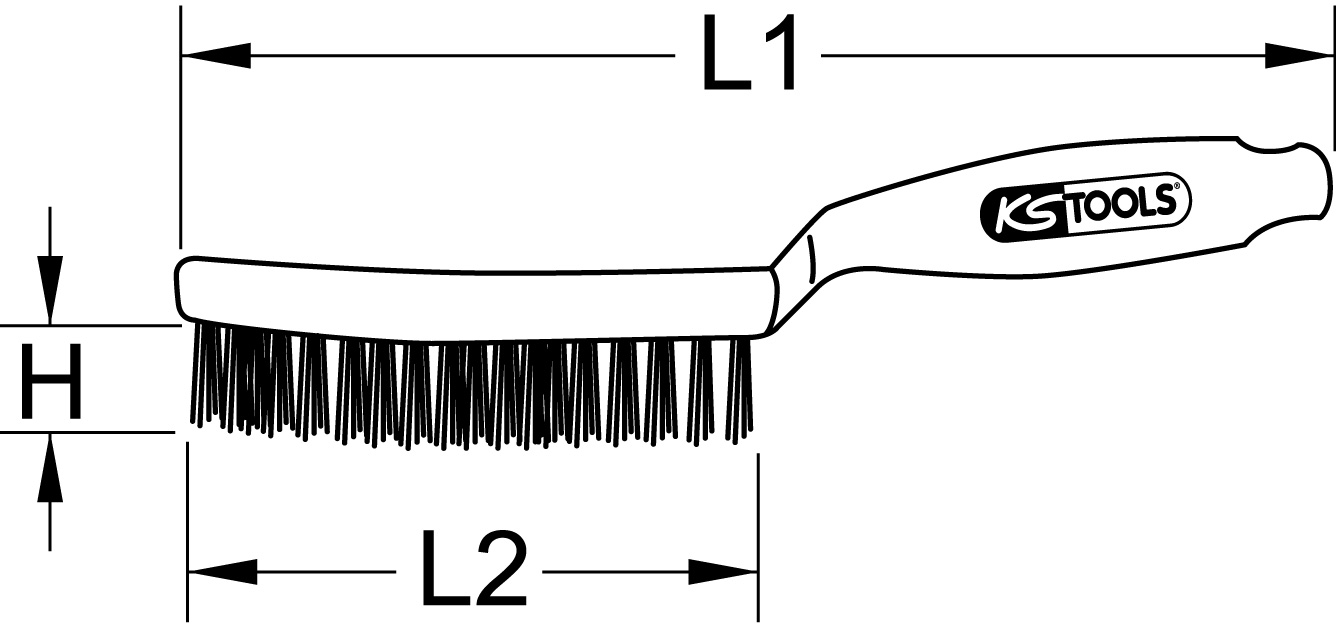 KS Tools Stahldraht-Handdrahtbürste 4-reihig, 285mm