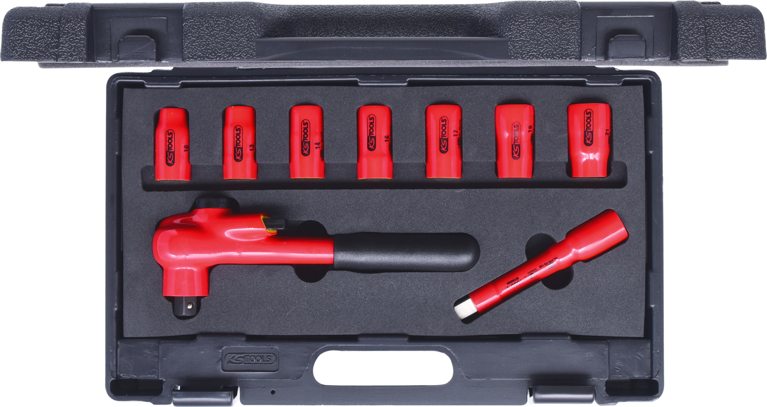 KS Tools 1/2" Steckschlüssel-Satz mit isolierten Werkzeugen, 9-tlg