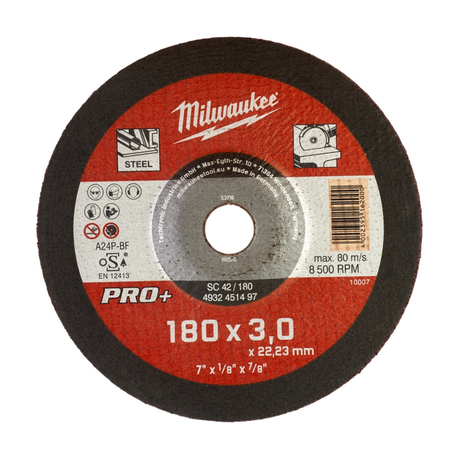 Milwaukee - Metalltrennscheibe 180x3 mm gekr. PRO+ - 4932451497