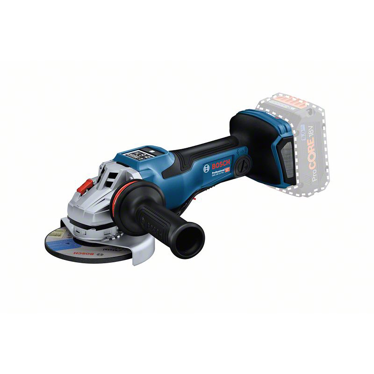 Bosch Akku-Winkelschleifer BITURBO GWS 18V-15 PSC, Solo-Gerät mit Zusatzgriff