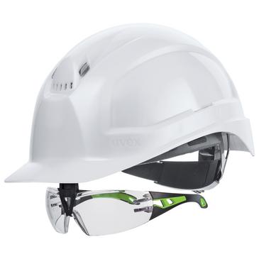 uvex pheos IES Schutzhelm mit Schutzbrille - mit Lüftung - mit Drehradsystem - langer Schirm