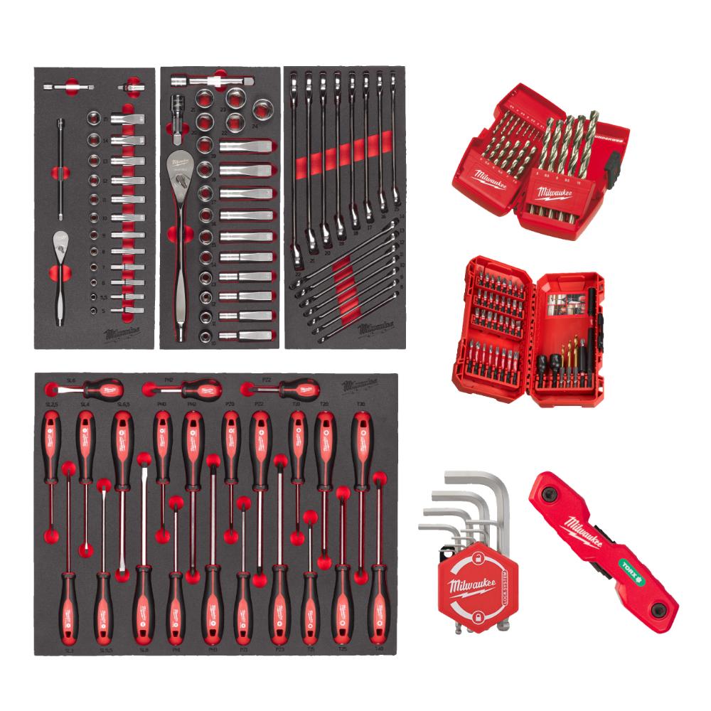 Milwaukee Bestücktes Einlagen-Set Universal 170-teilig für Werkstattwagen 78 cm