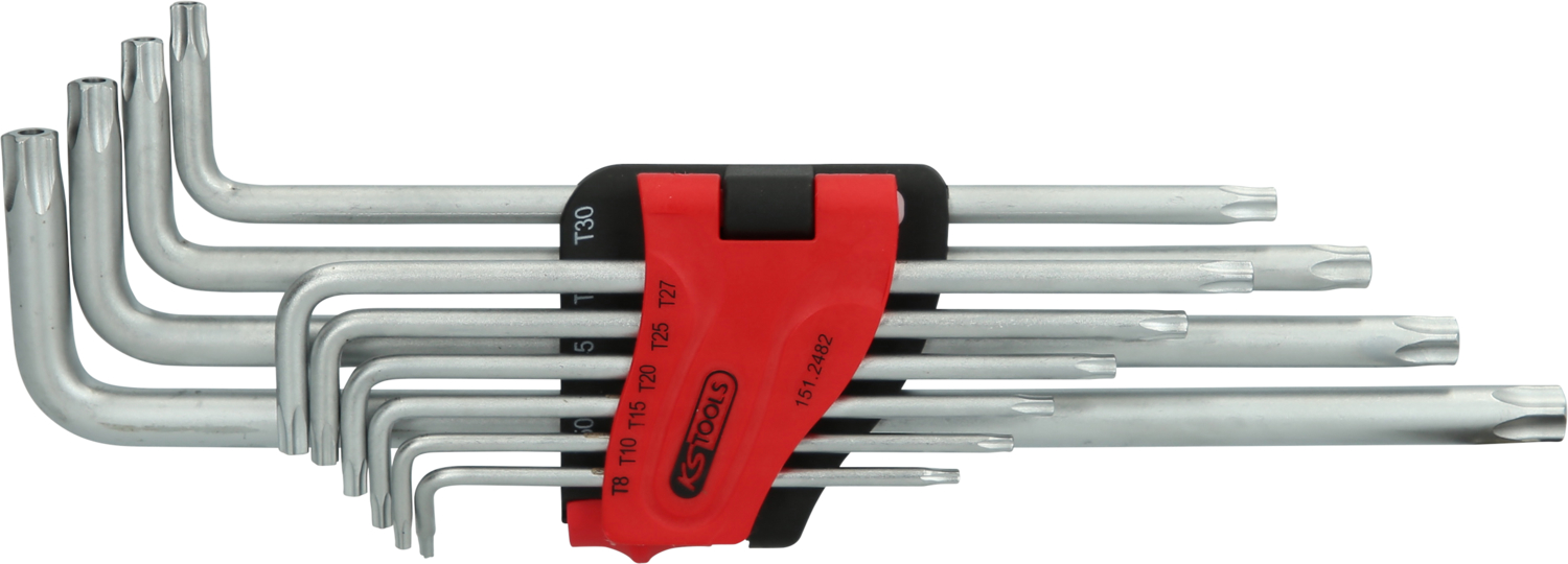 KS Tools Fünfstern-Winkelstiftschlüssel-Satz, Bohrung, lang, 10-tlg