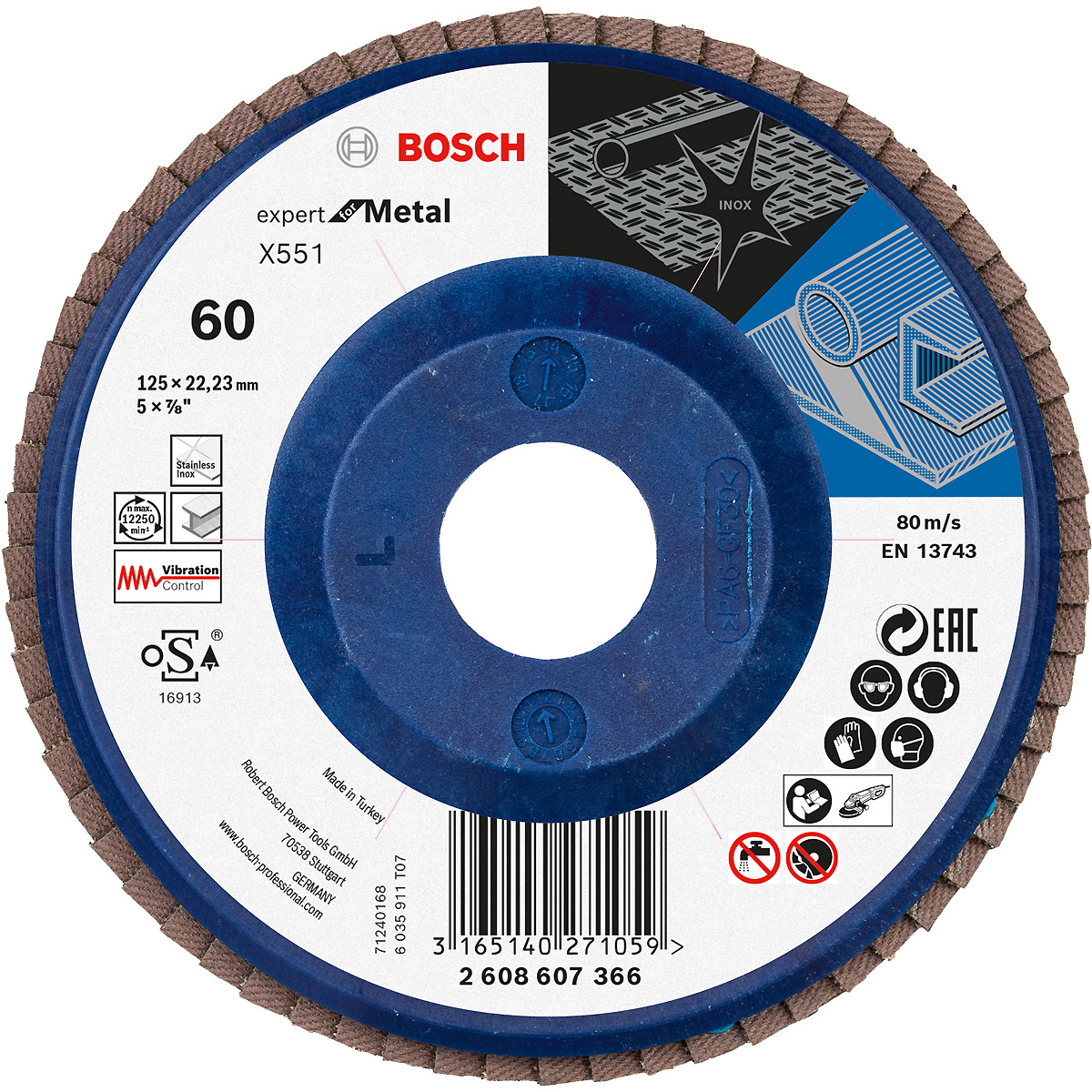 Bosch Fächerschleifscheibe X551 Expert for Metal, gerade