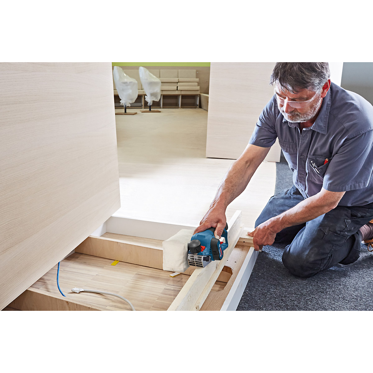 Bosch Akku-Hobel GHO 12V-20, Solo Version, L-BOXX