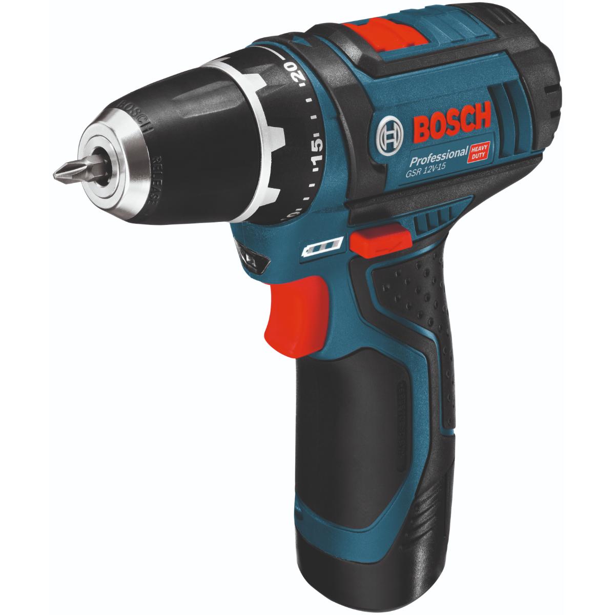 Bosch Combo Kit Set mit 2 12V-Werkzeugen: GSR 12V-15/GWS 12V-76, 2x Akku GBA 12V 2.0Ah