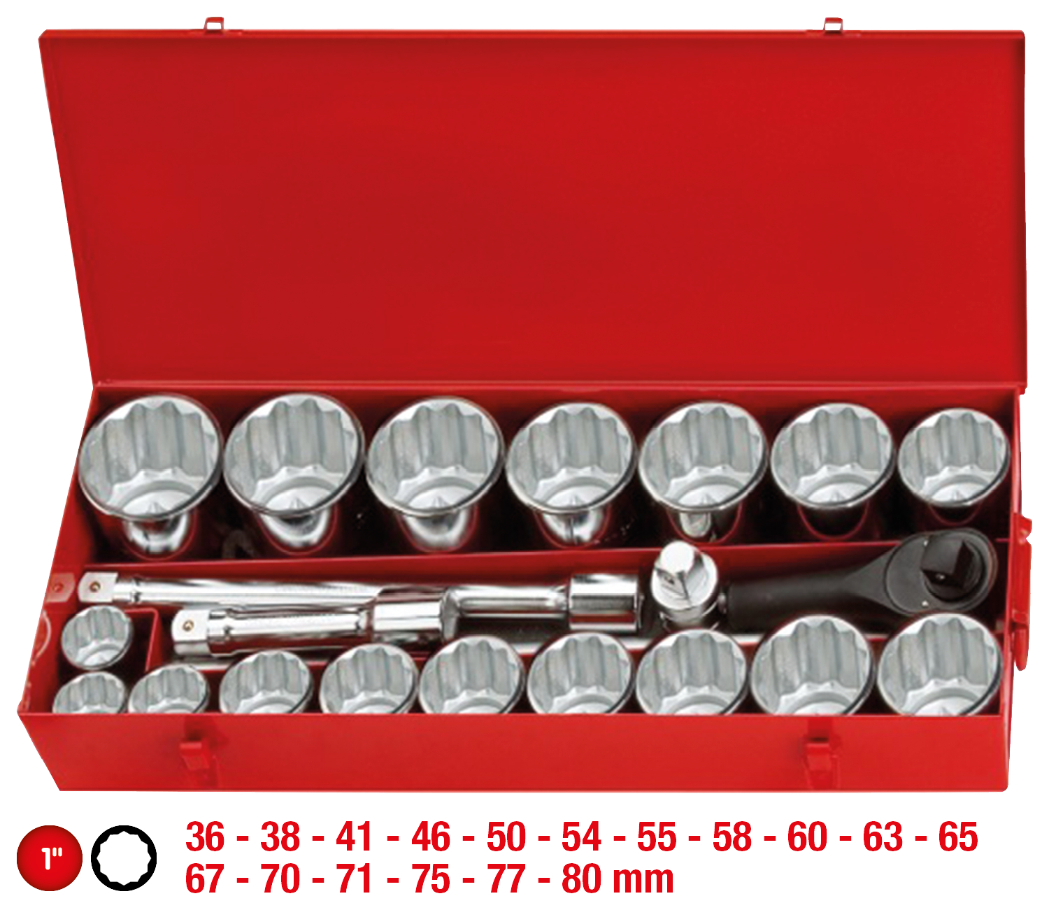 KS Tools 1" Steckschlüssel-Satz, 21-tlg