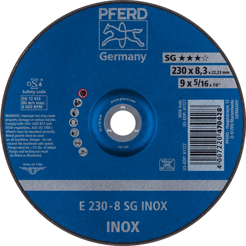 PFERD TOOLS Schruppscheibe E Leistungslinie SG INOX für Edelstahl