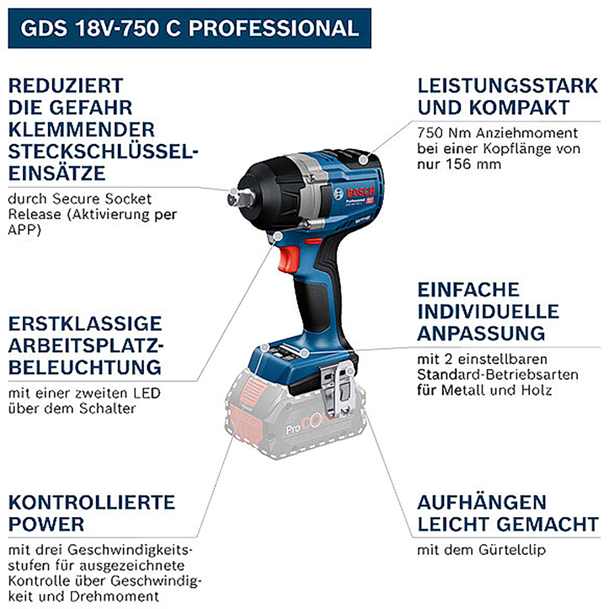Bosch Akku-Drehschlagschrauber GDS 18V-750 C