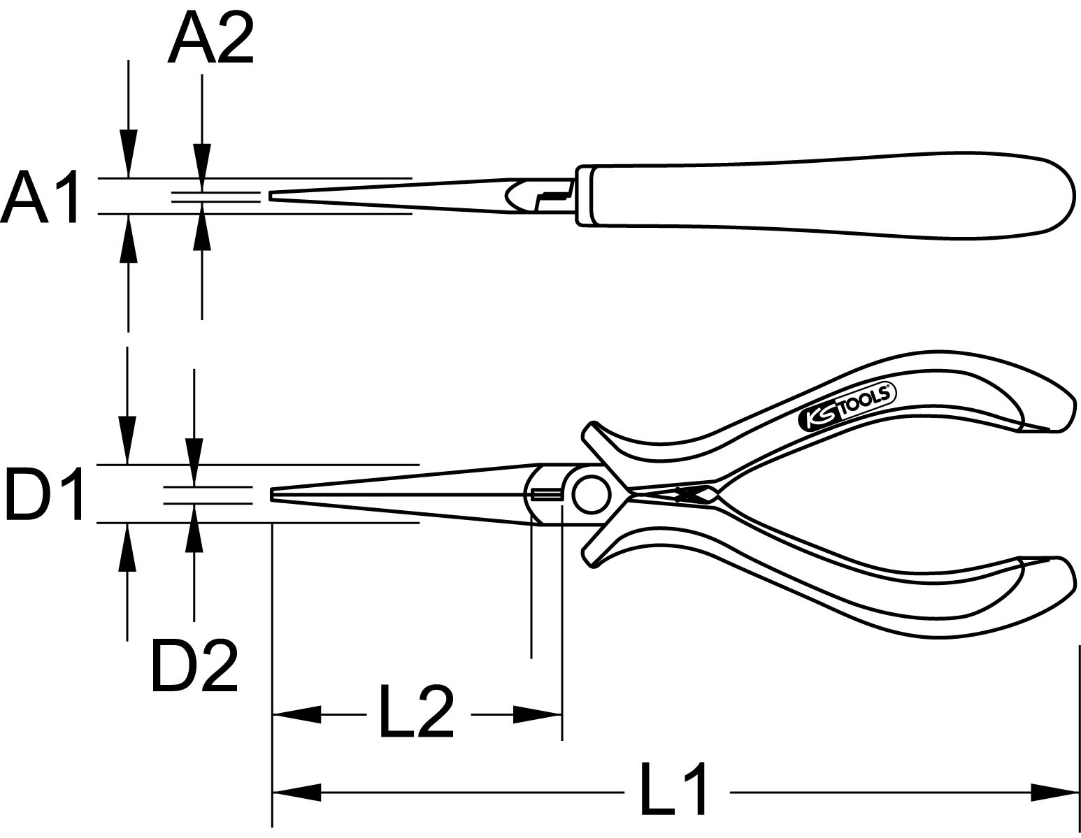 KS Tools ESD Spitzzange, gerade, ohne Hieb, 150mm