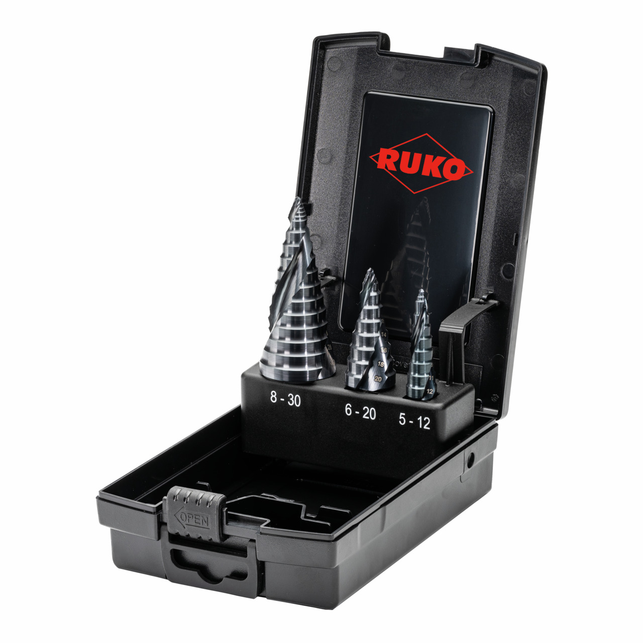 RUKO ULTIMATECUT Stufenbohrer-Satz HSS-Co 5 RUnaTEC mit FLOWSTEP® Spitze - 3-tlg.