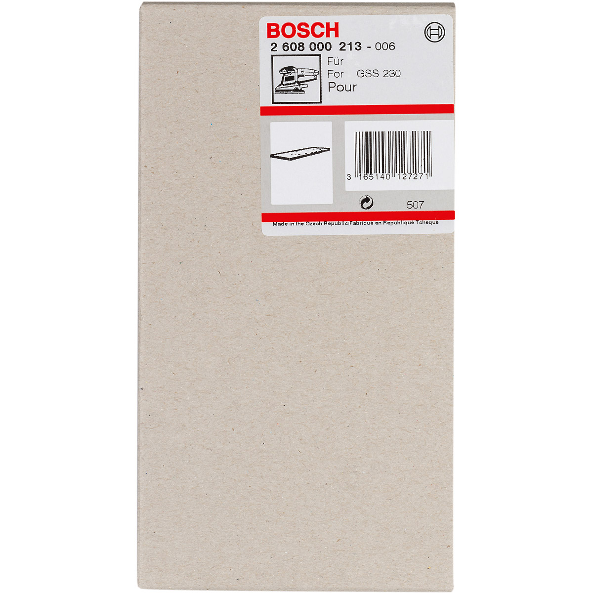 Bosch Schleifplatte 185 x 93 mm, für GSS 230 A, GSS 230 AE, ohne Kletthaftung