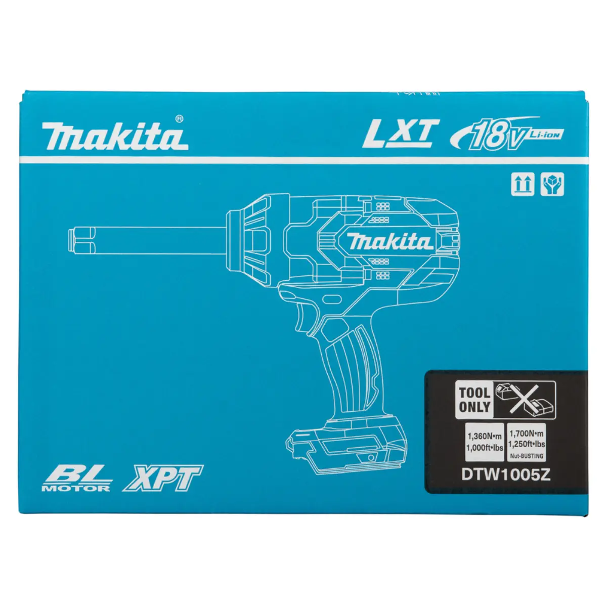 Makita Akku-Schlagschrauber LXT 18V 3/4 Zoll 1.360 Nm - Langschaft Version - DTW1005Z
