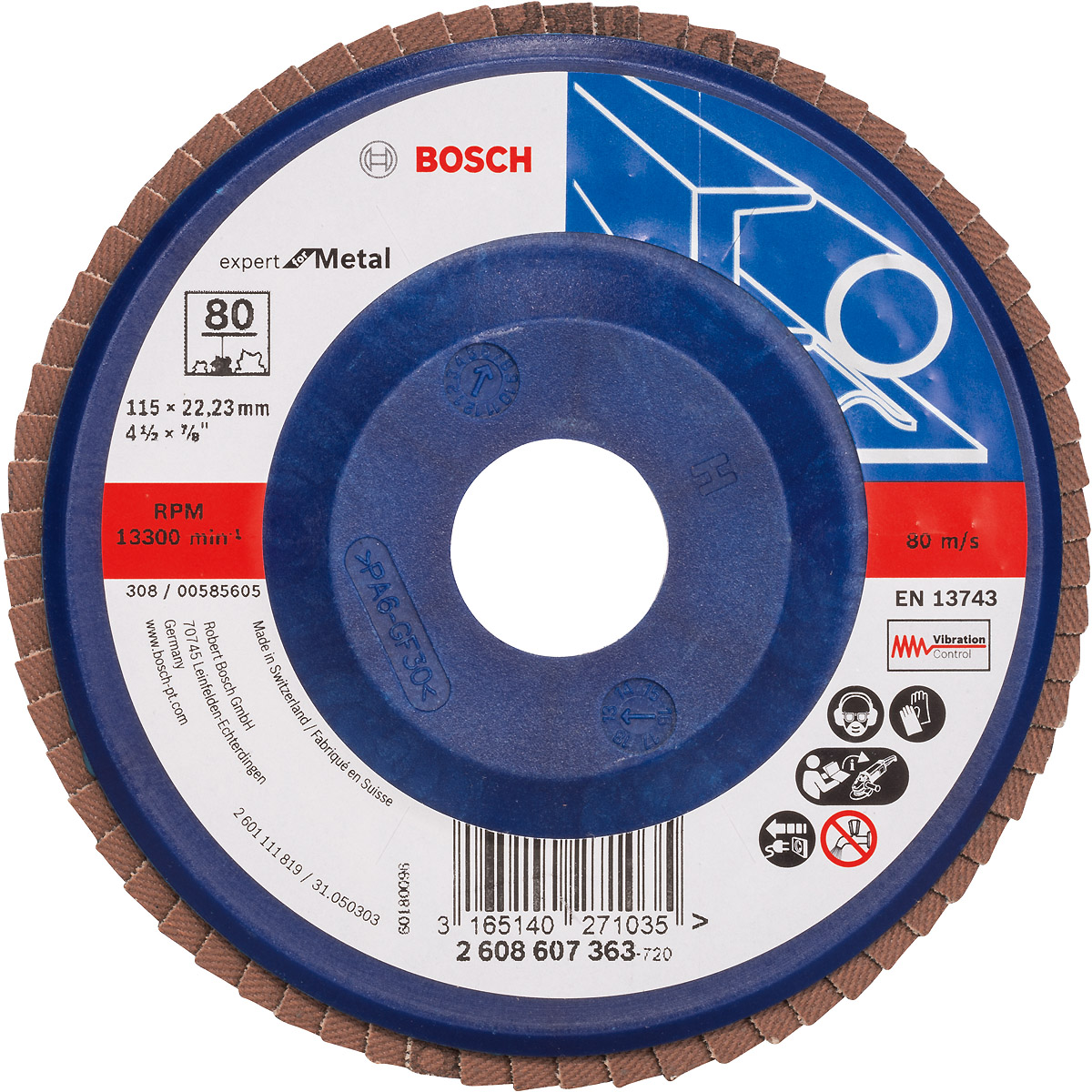 Bosch Fächerschleifscheibe X551 Expert for Metal, gewinkelt für INOX