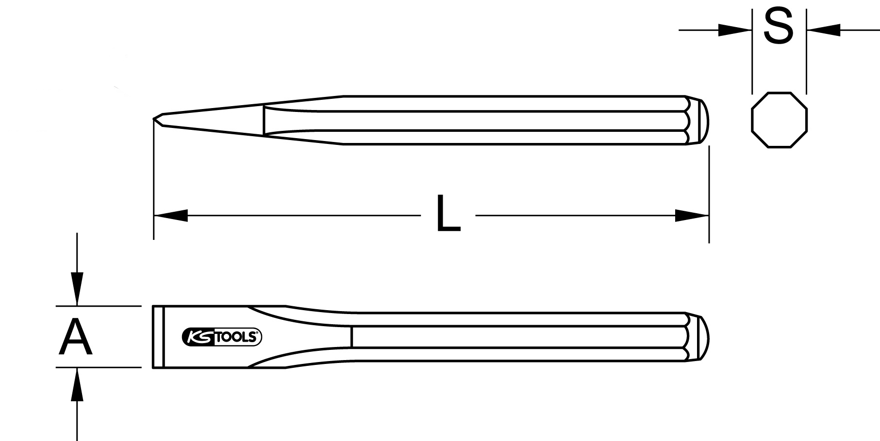 KS Tools Flachmeißel, 600x25mm