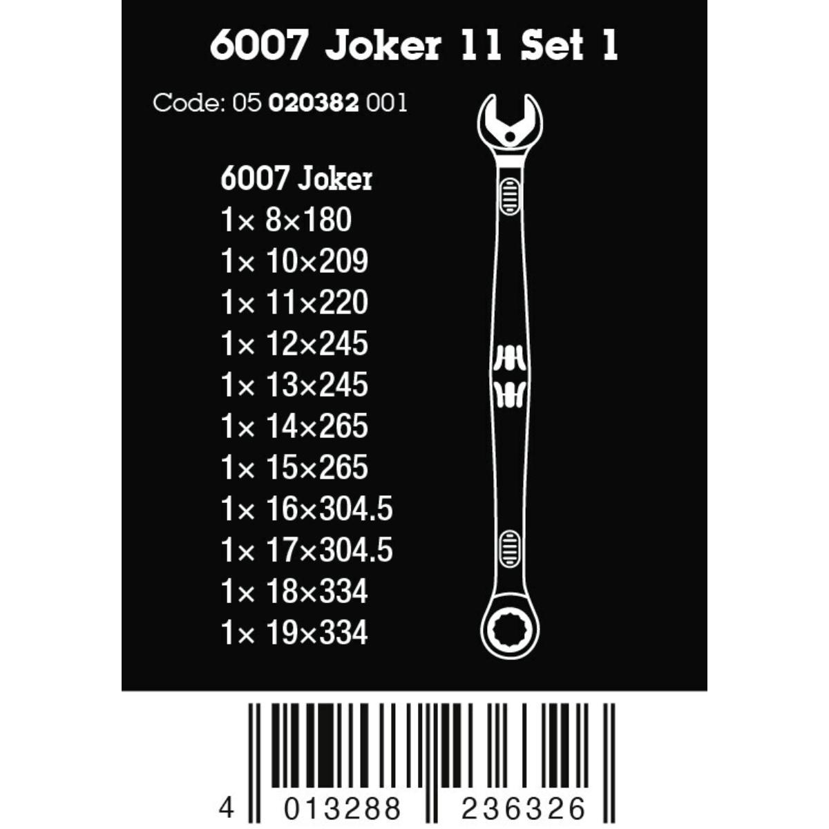 Wera 6007 Joker 11-stelliges Set Maul-Ringratschenschlüssel-Satz