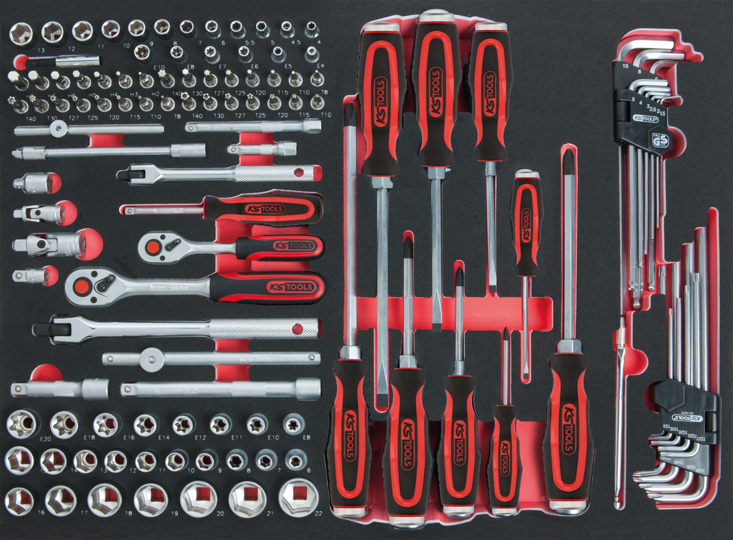 KS Tools 1/4"+3/8 SCS Steckschlüssel-Satz, 118-tlg in 1/1 Systemeinlage