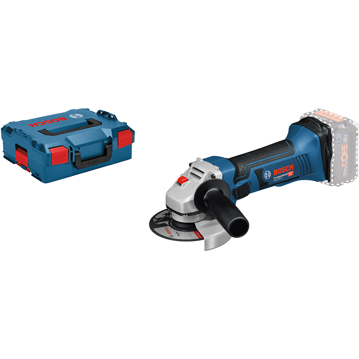 Bosch Akku-Winkelschleifer GWS 18-125 V-LI, Solo Version, L-BOXX